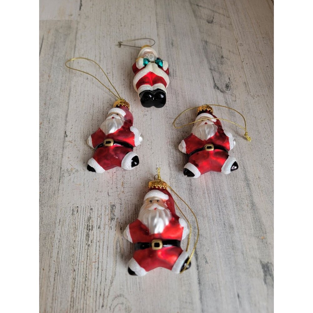 Santa star shaped‎ blown glass ornament Xmas set